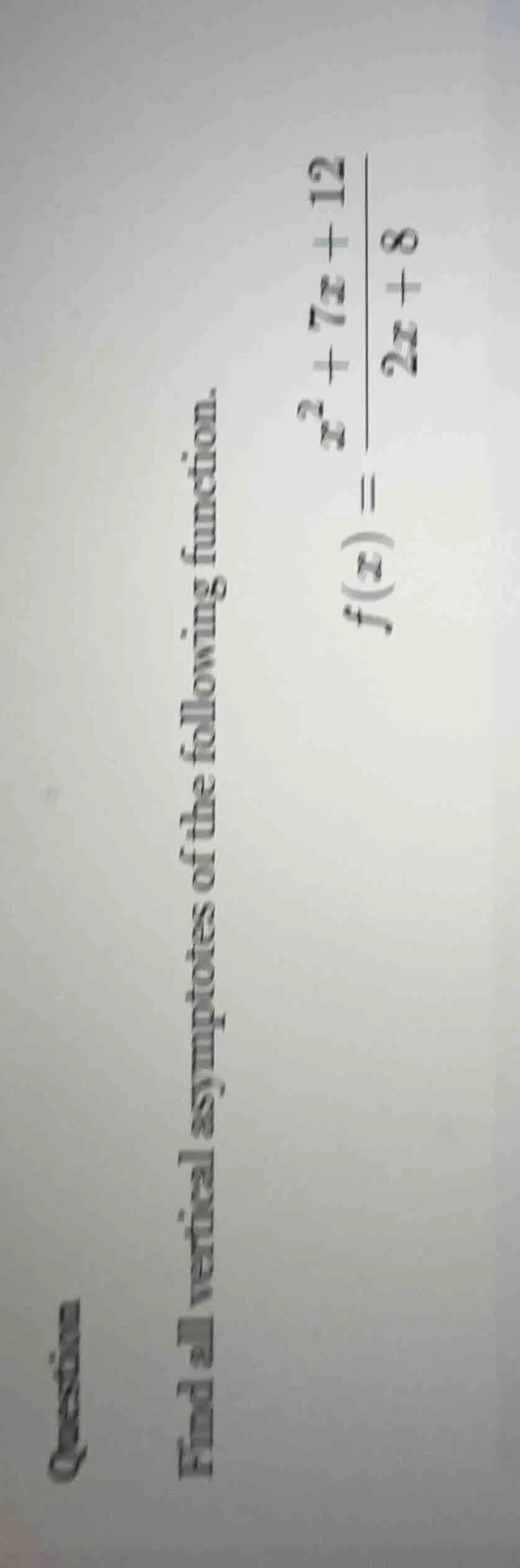 find all vertical asymptotes of the following function. $f(x) = \\dfrac…