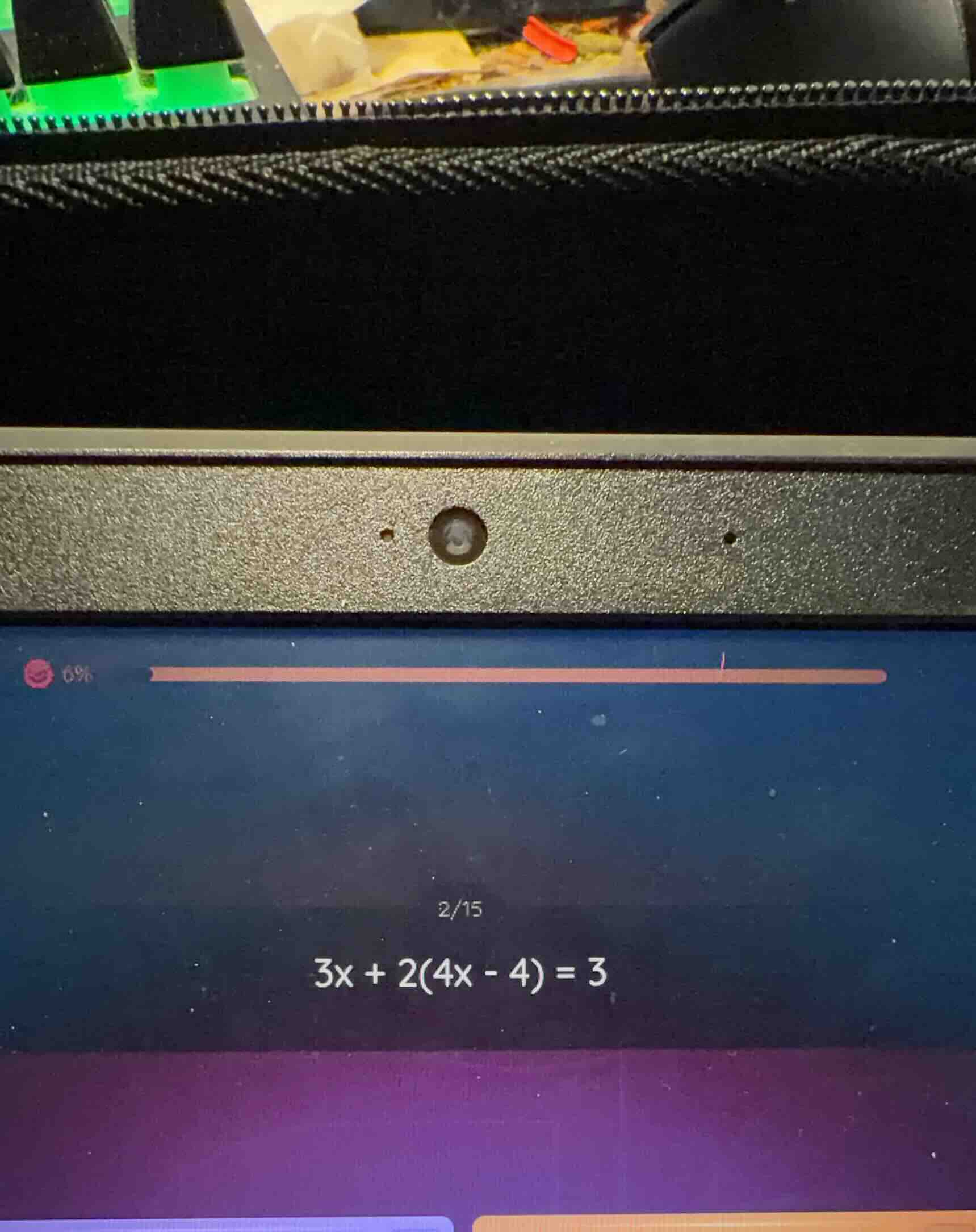 2/15 3x + 2(4x - 4) = 3