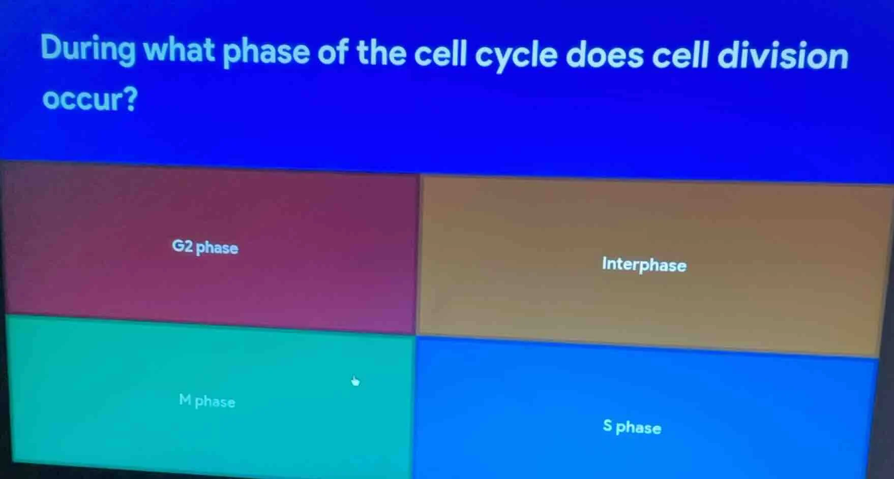 during what phase of the cell cycle does cell division occur? g2 phase;…