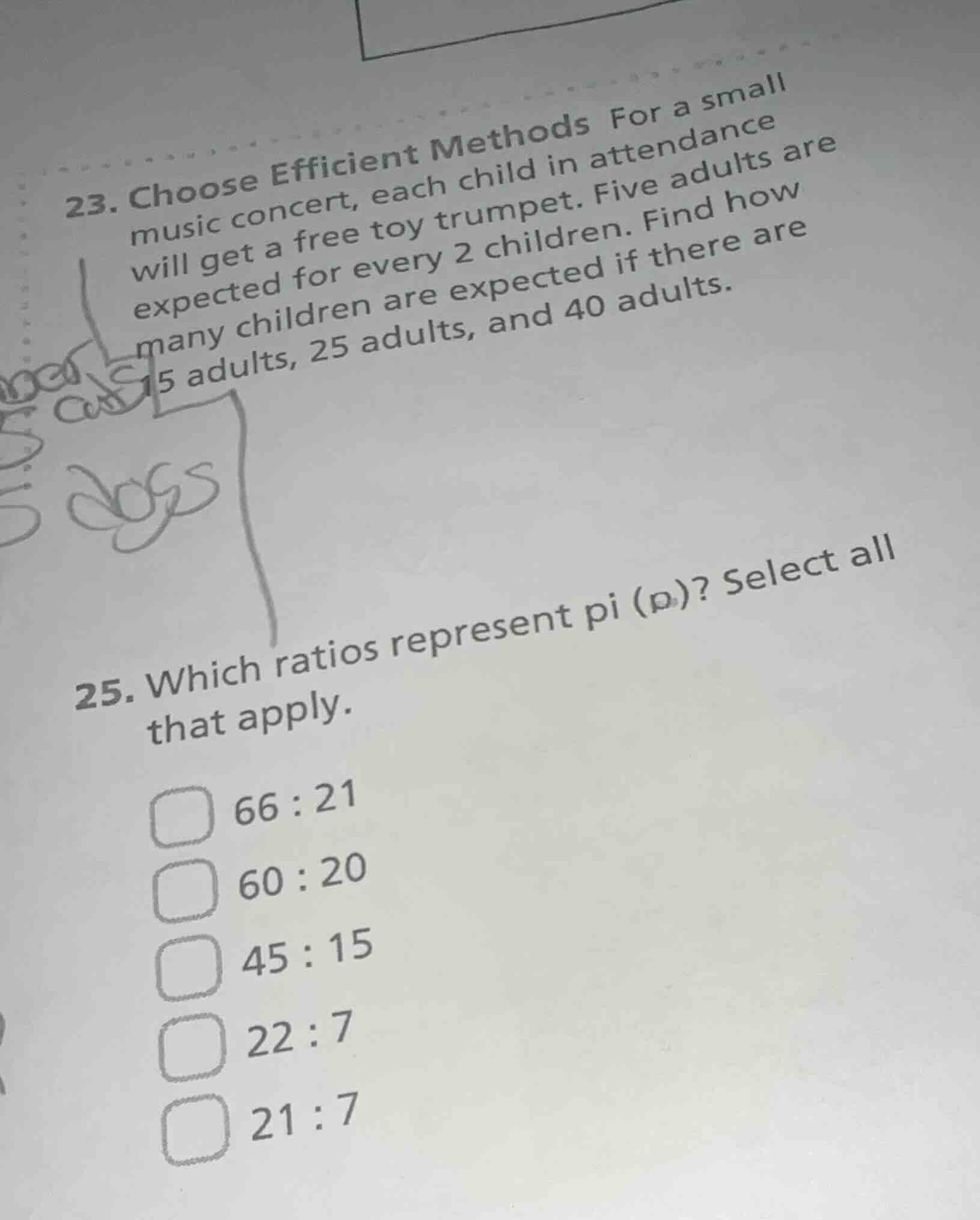 23. choose efficient methods for a small music concert, each child in a…