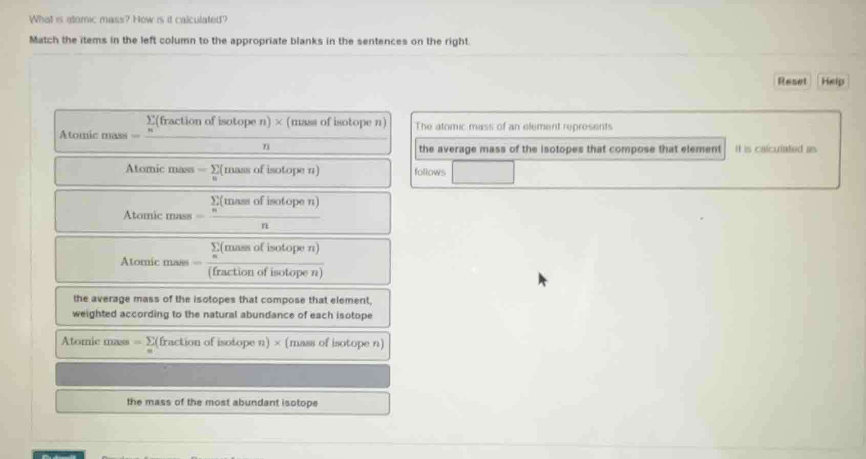 what is atomic mass? how is it calculated? match the items in the left …