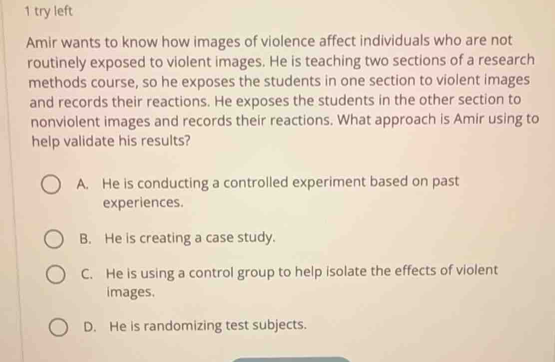 1 try left amir wants to know how images of violence affect individuals…