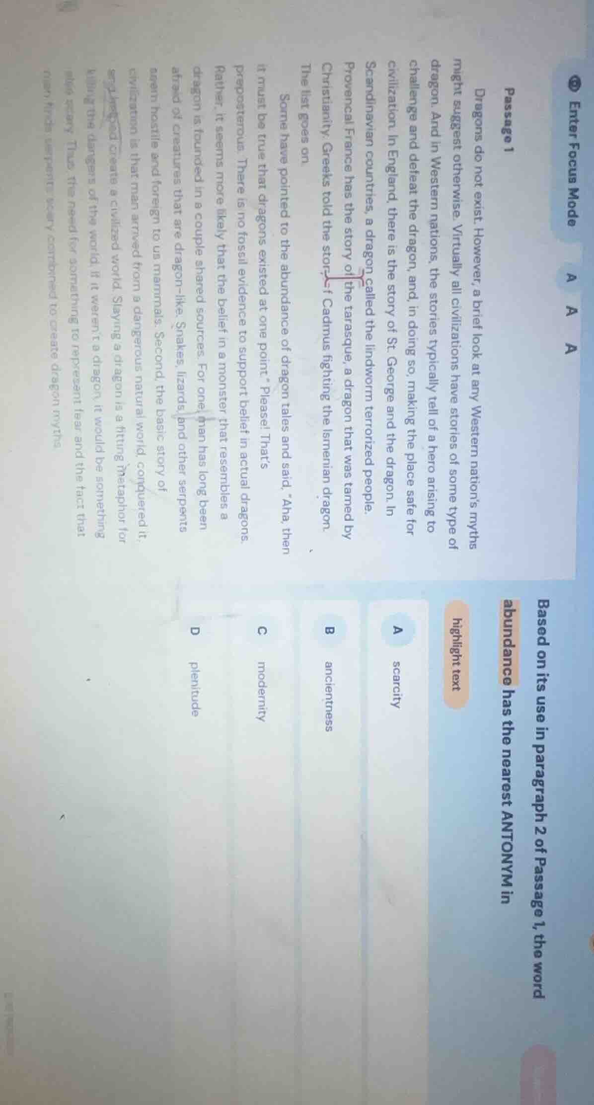 passage 1 dragons do not exist. however, a brief look at any western na…