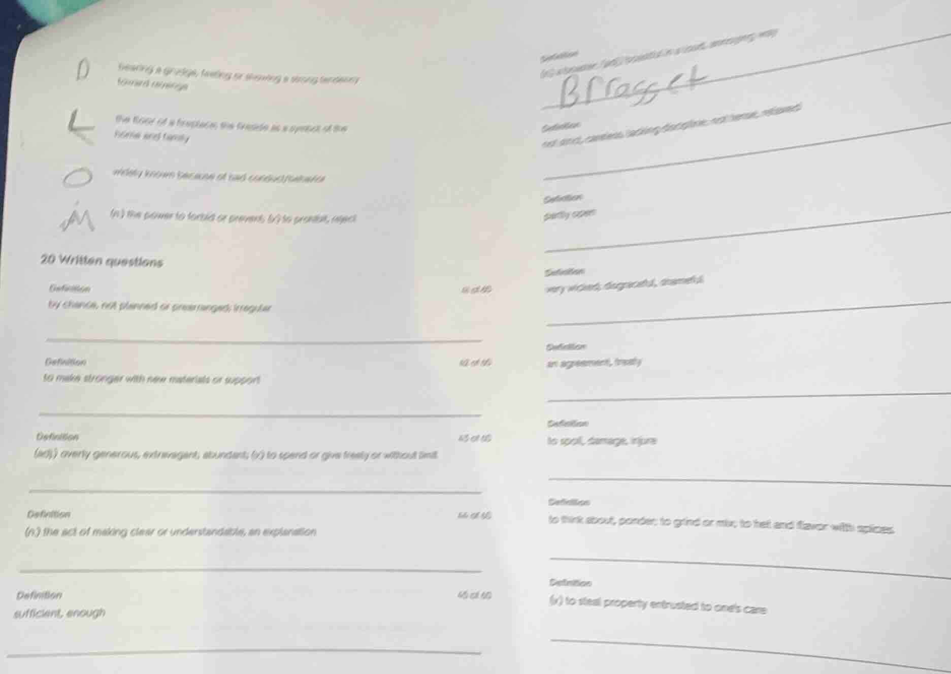 d bearing a grudge, feeling or showing a strong tendency toward revenge…