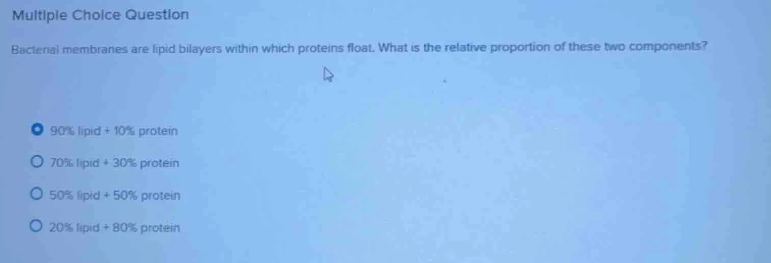 multiple choice question bacterial membranes are lipid bilayers within …