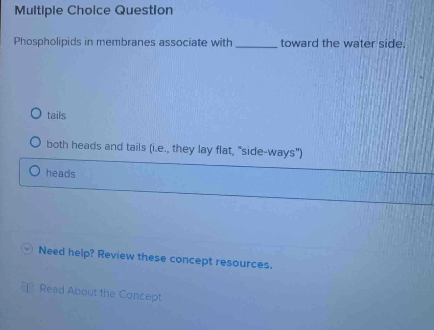 multiple choice question phospholipids in membranes associate with ____…