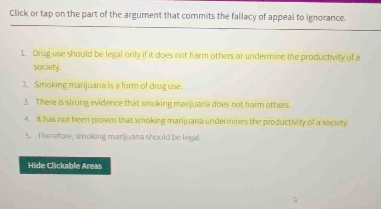 click or tap on the part of the argument that commits the fallacy of ap…