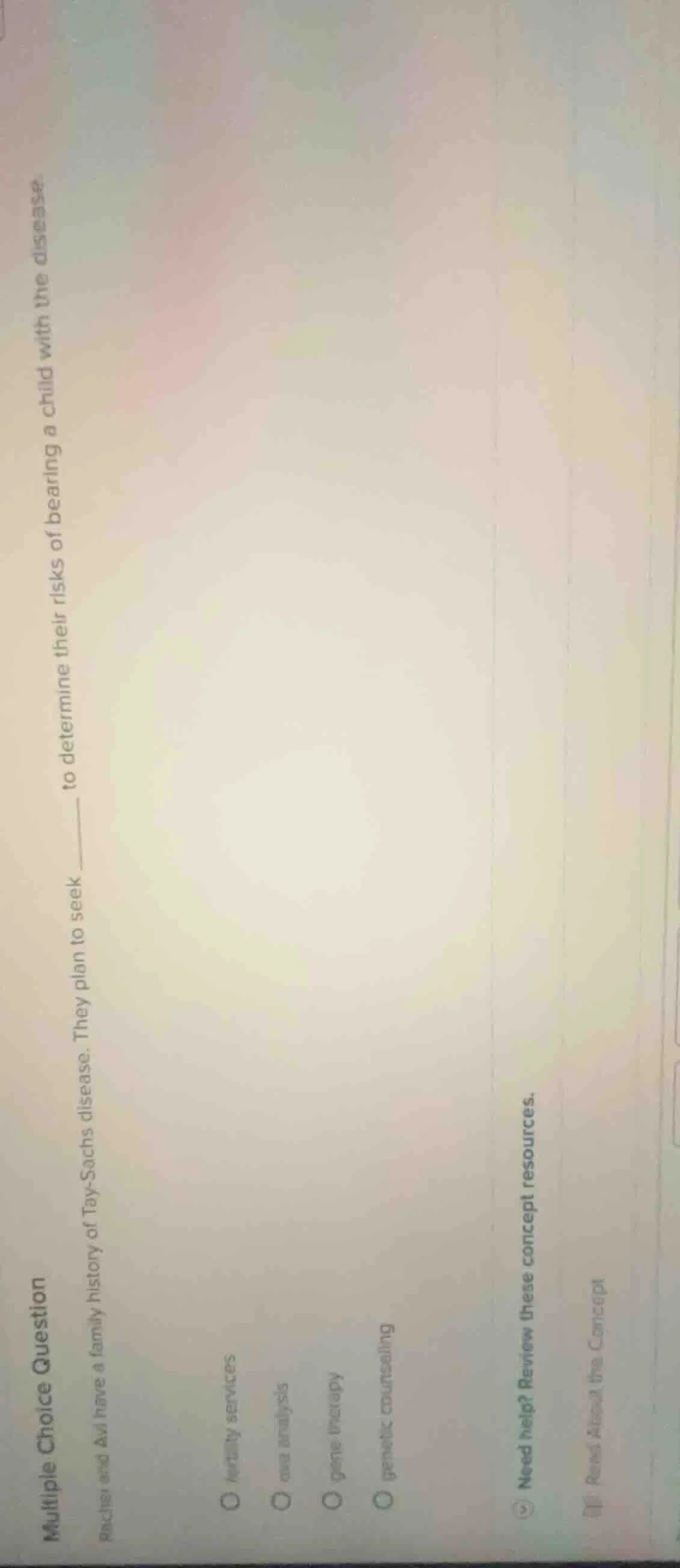 multiple choice question rachel and avi have a family history of tay - …