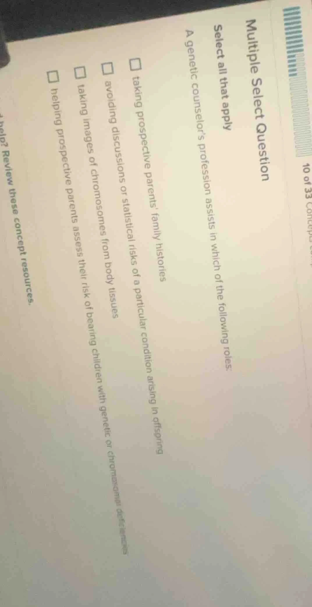 multiple select question select all that apply a genetic counselor’s pr…