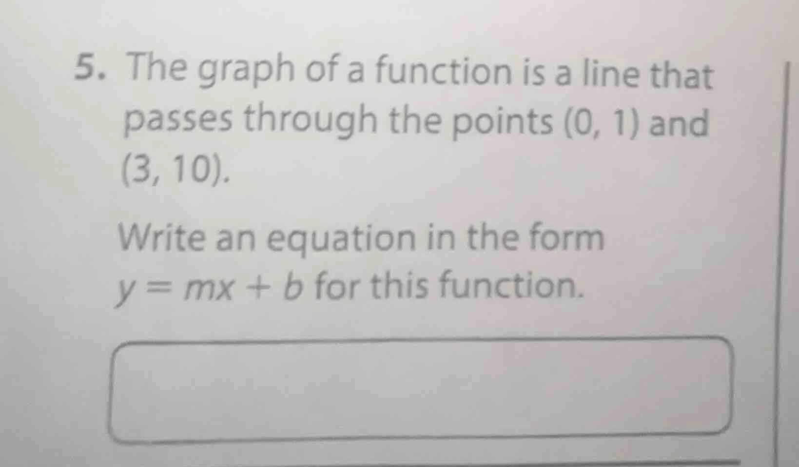 5. the graph of a function is a line that passes through the points (0,…
