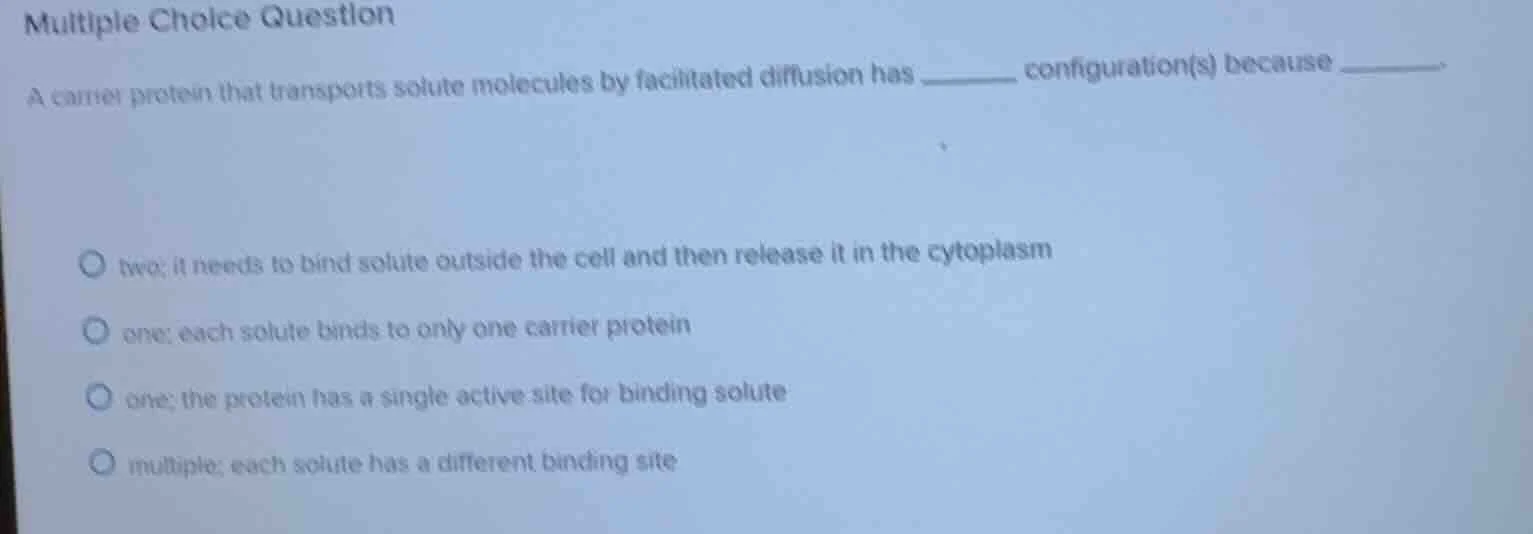 multiple choice question a carrier protein that transports solute molec…