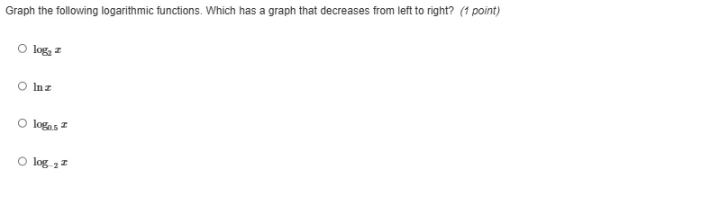 graph the following logarithmic functions. which has a graph that decre…
