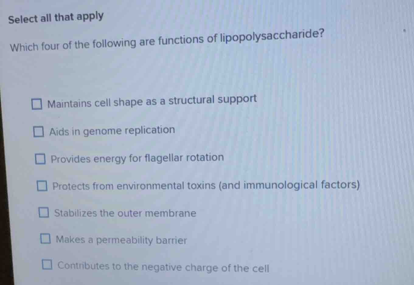 select all that apply which four of the following are functions of lipo…