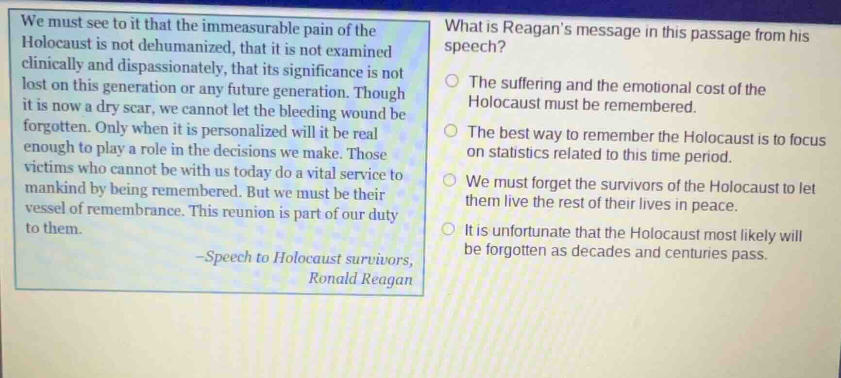 we must see to it that the immeasurable pain of the holocaust is not de…