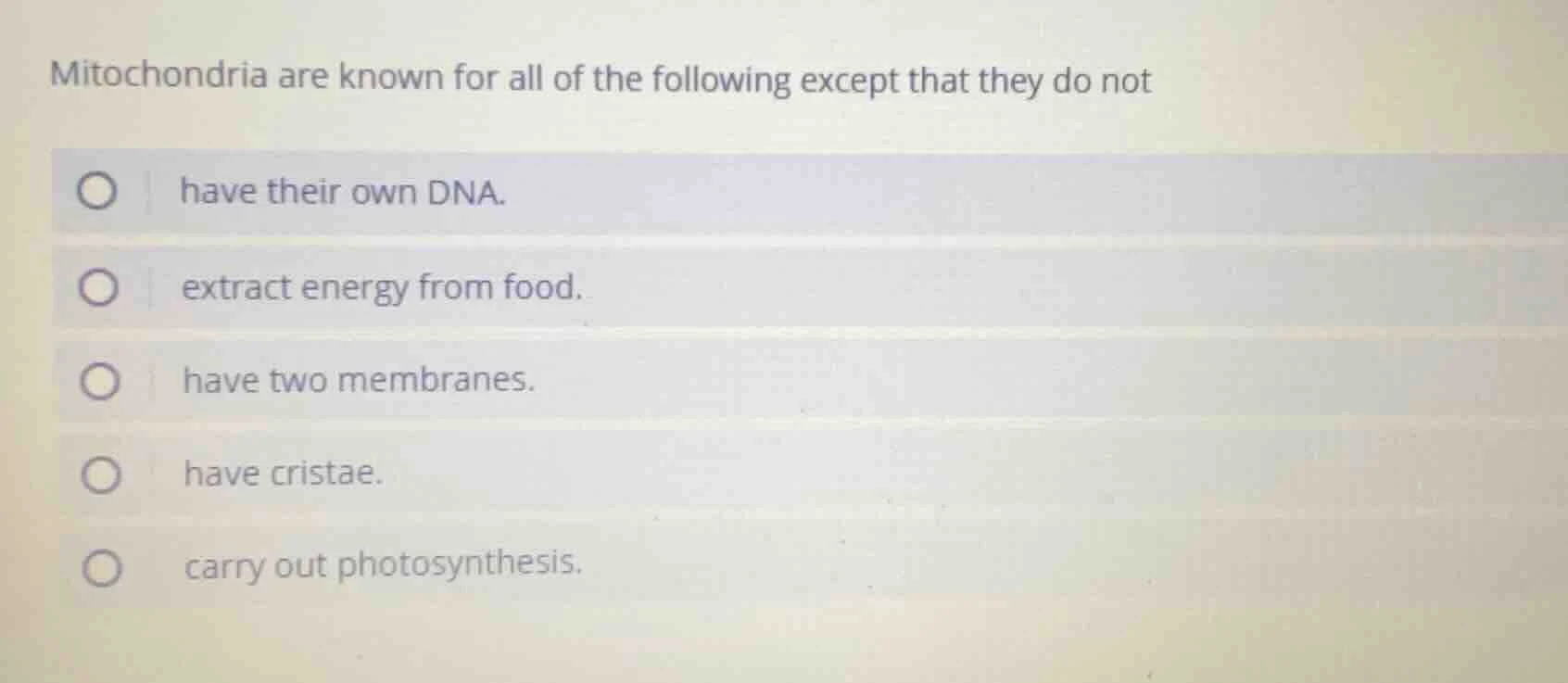 mitochondria are known for all of the following except that they do not…