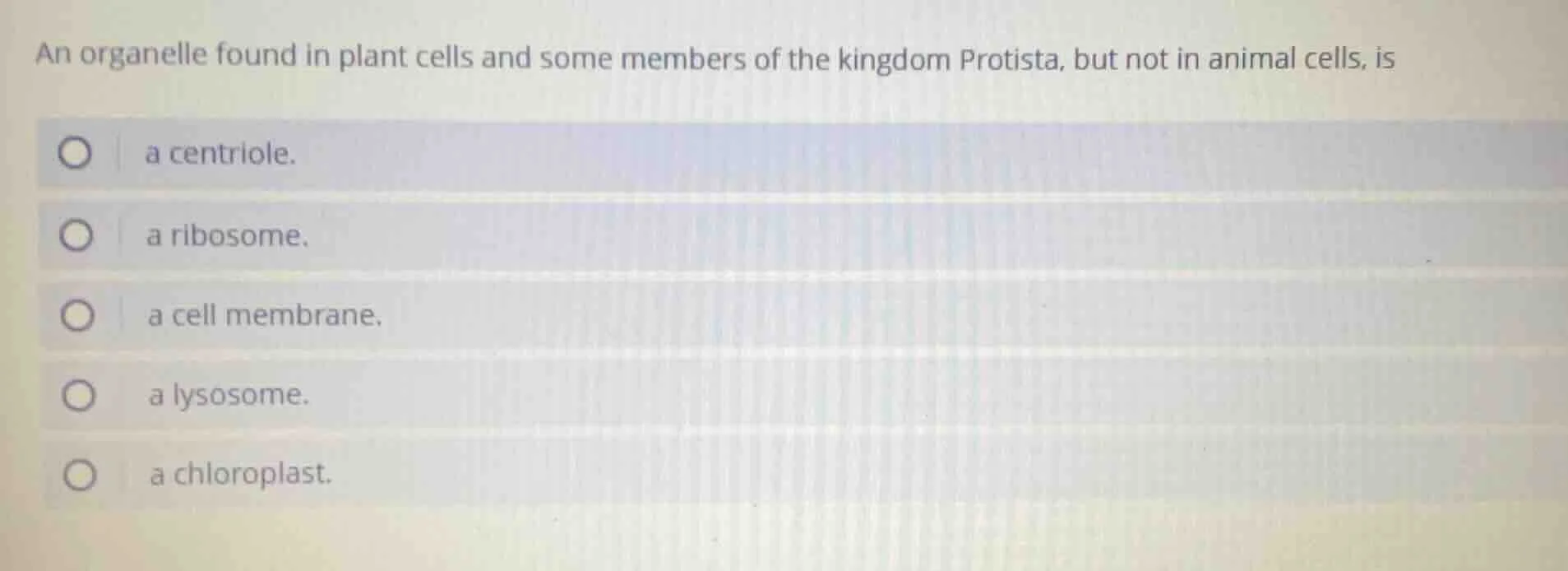 an organelle found in plant cells and some members of the kingdom proti…