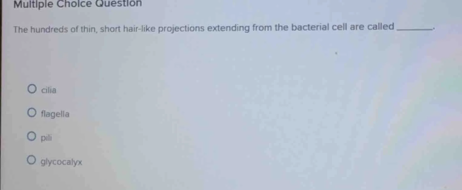 multiple choice question the hundreds of thin, short hair - like projec…