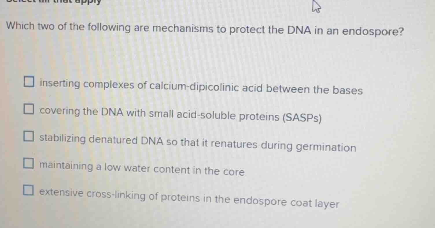 which two of the following are mechanisms to protect the dna in an endo…