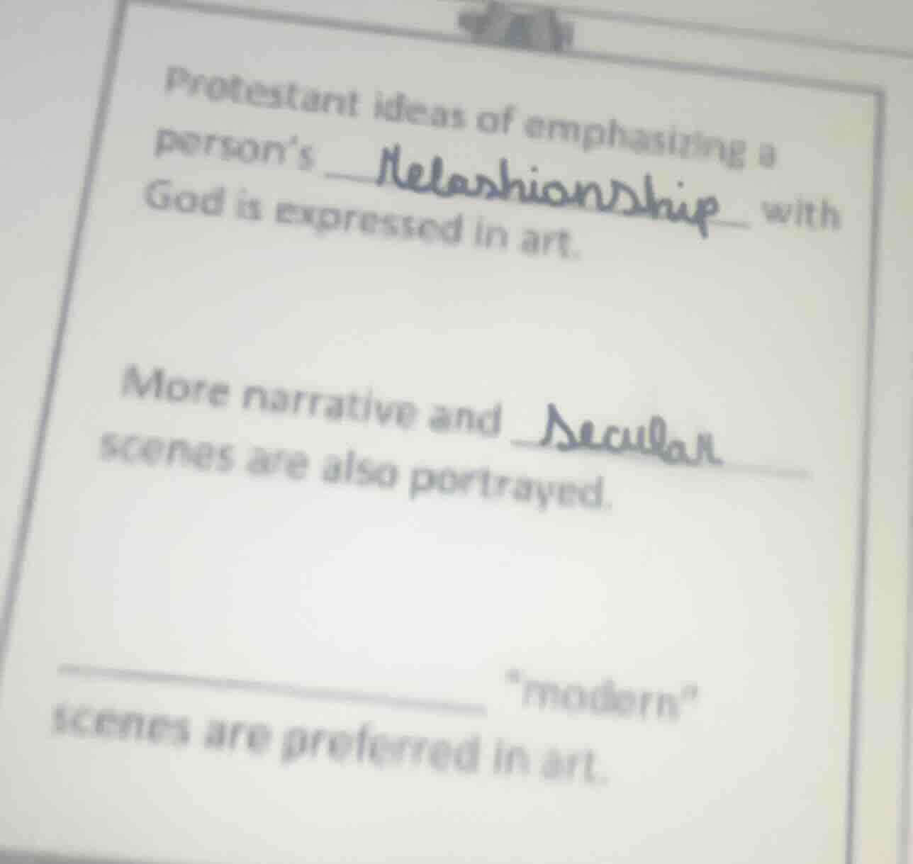 protestant ideas of emphasizing a person’s ______ with god is expressed…