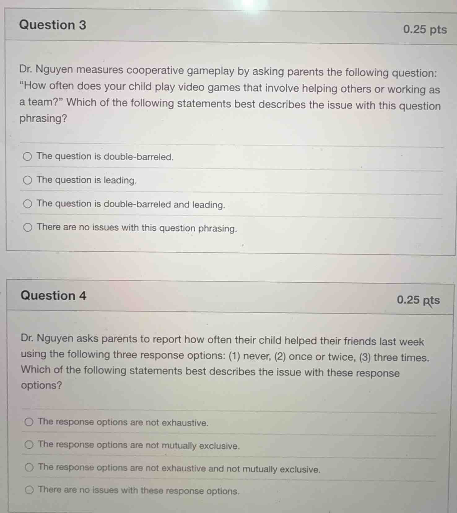 question 3 0.25 pts dr. nguyen measures cooperative gameplay by asking …