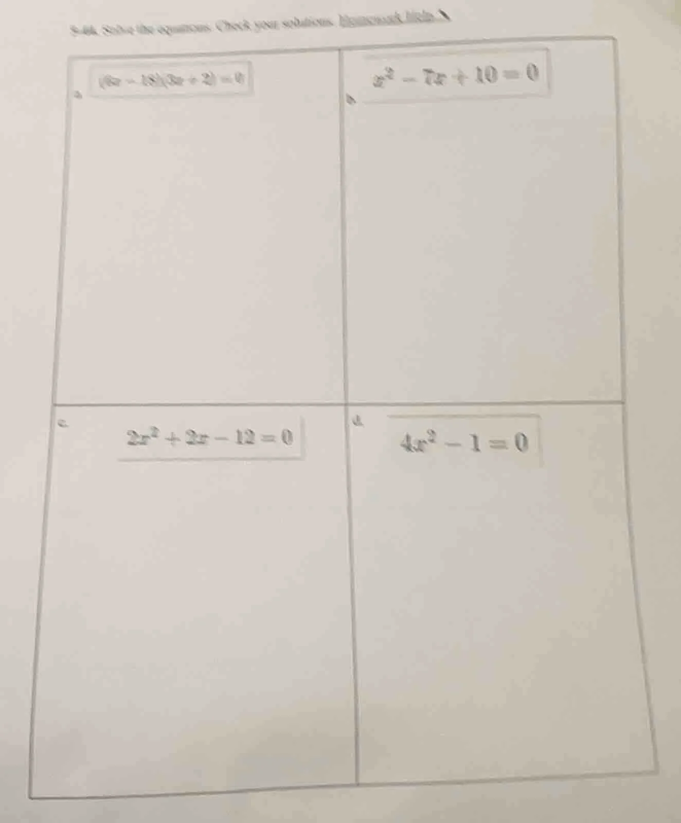 9-44. solve the equations. check your solutions. homework help a. ((6x …