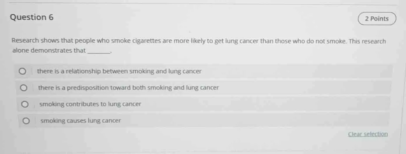 question 6 2 points research shows that people who smoke cigarettes are…