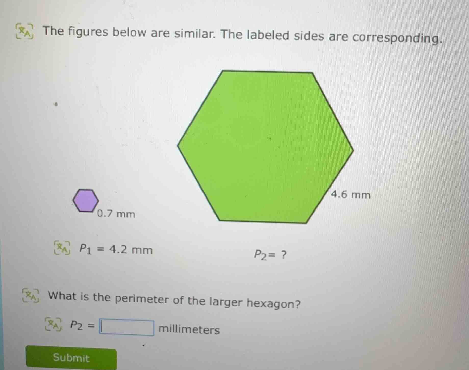 the figures below are similar. the labeled sides are corresponding. 4.6…