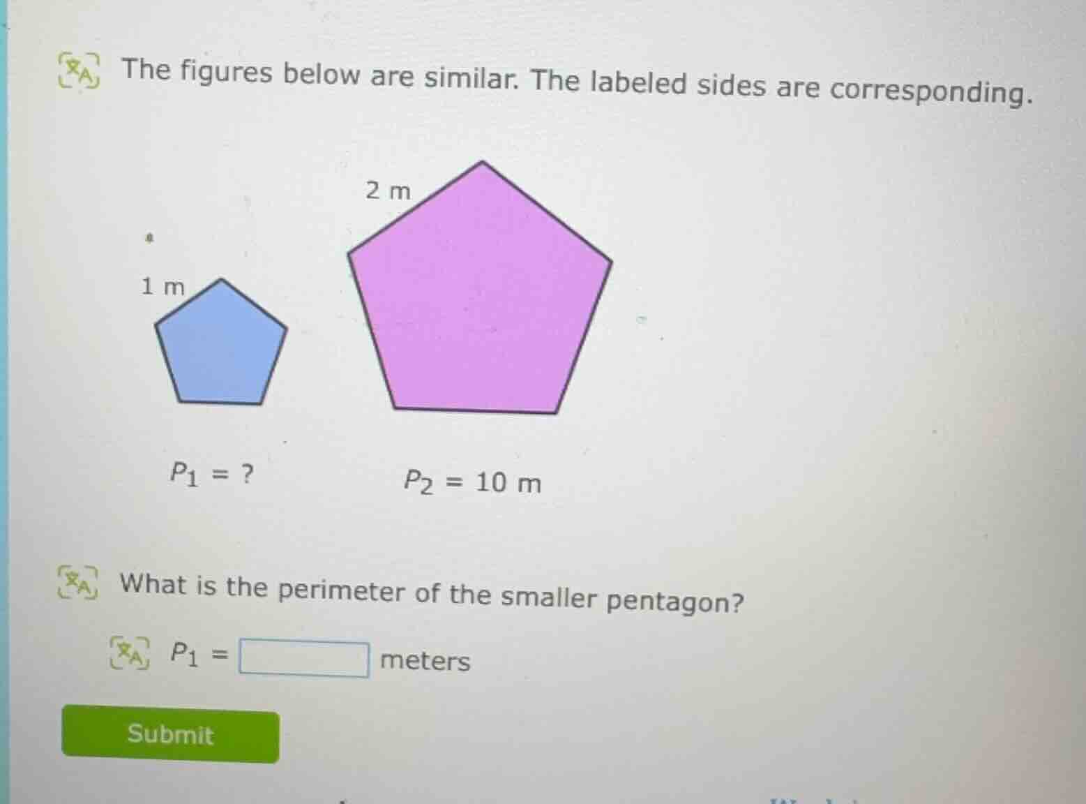 the figures below are similar. the labeled sides are corresponding. 2 m…