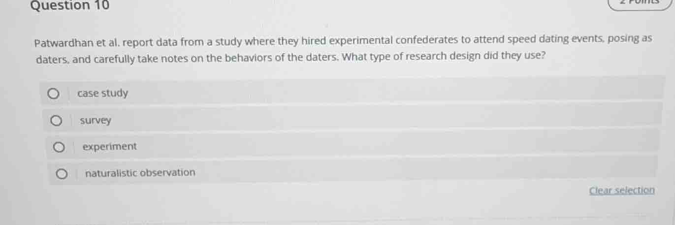 question 10 patwardhan et al. report data from a study where they hired…