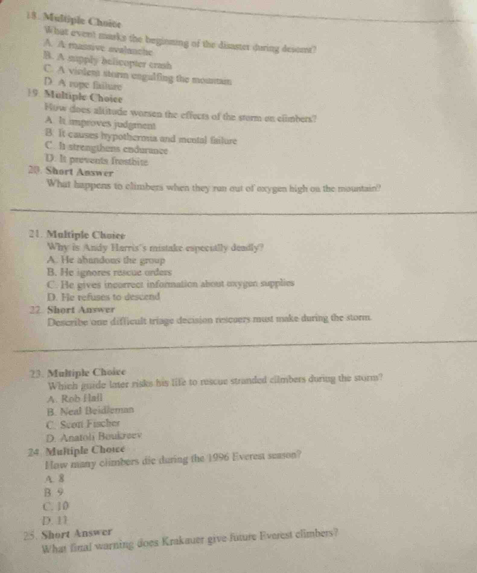 18 multiple choice what event marks the beginning of the disaster durin…