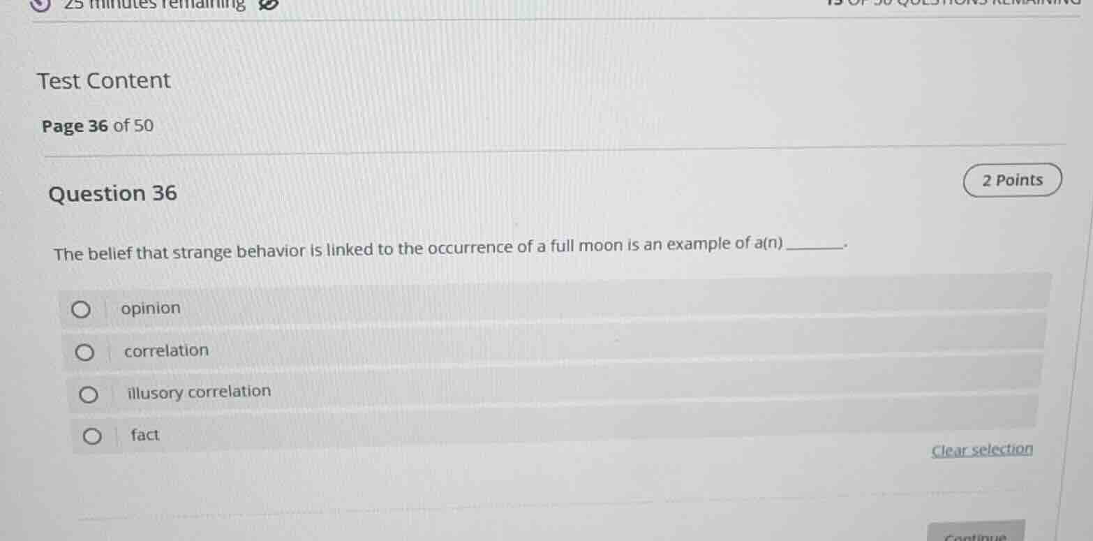 test content page 36 of 50 question 36 the belief that strange behavior…