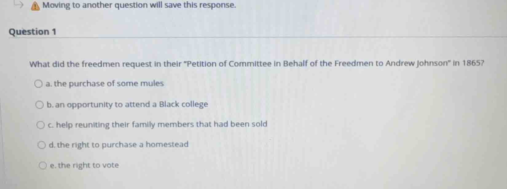 question 1 what did the freedmen request in their \petition of committe…