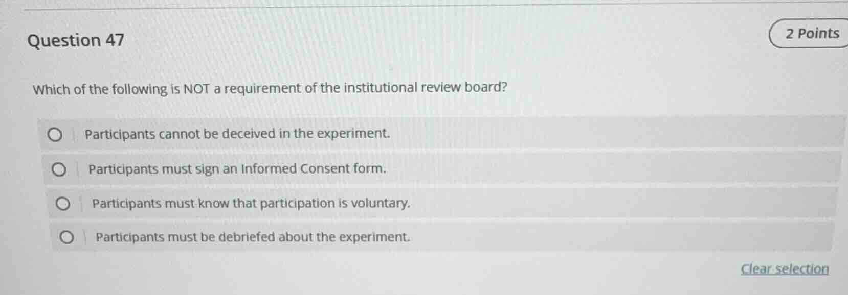 question 47 which of the following is not a requirement of the institut…