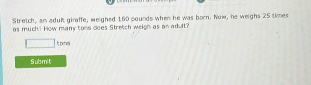 stretch, an adult giraffe, weighed 160 pounds when he was born. now, he…