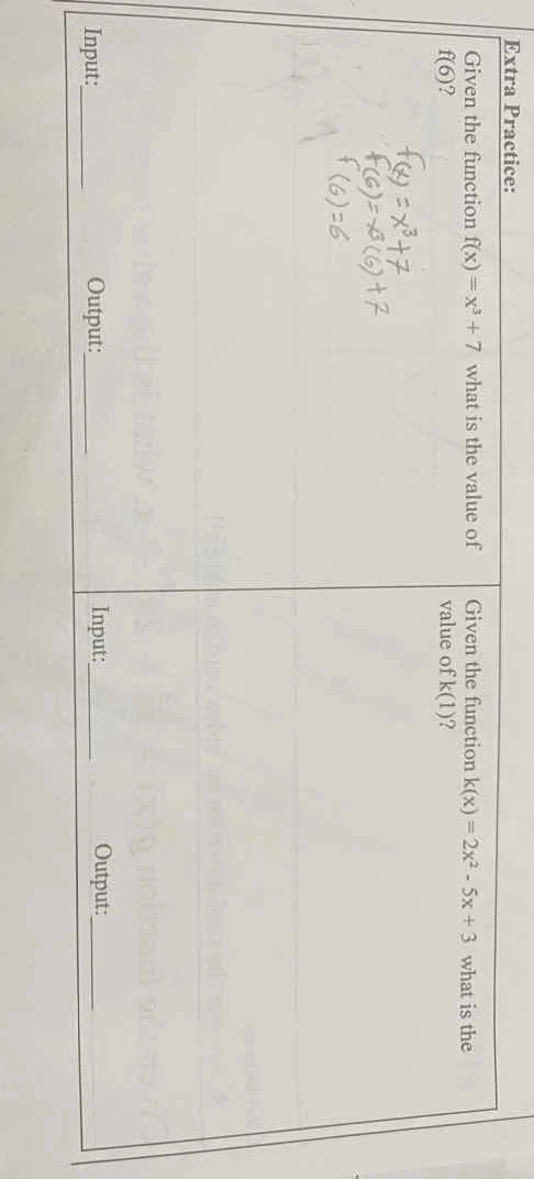 extra practice: given the function f(x) = x³ + 7 what is the value of f…
