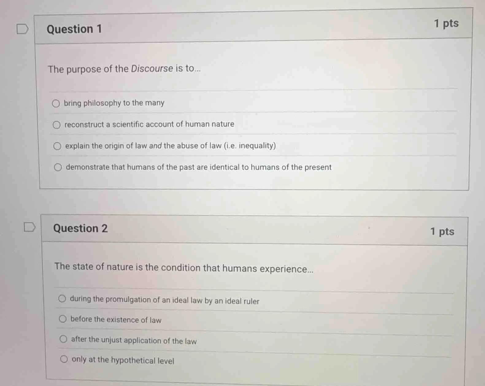 question 1 1 pts the purpose of the discourse is to... bring philosophy…