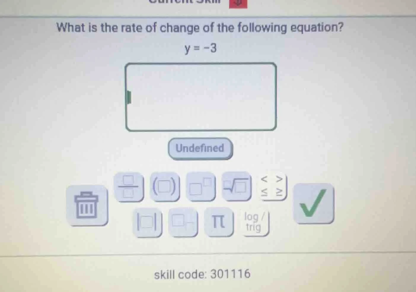 what is the rate of change of the following equation? y = -3