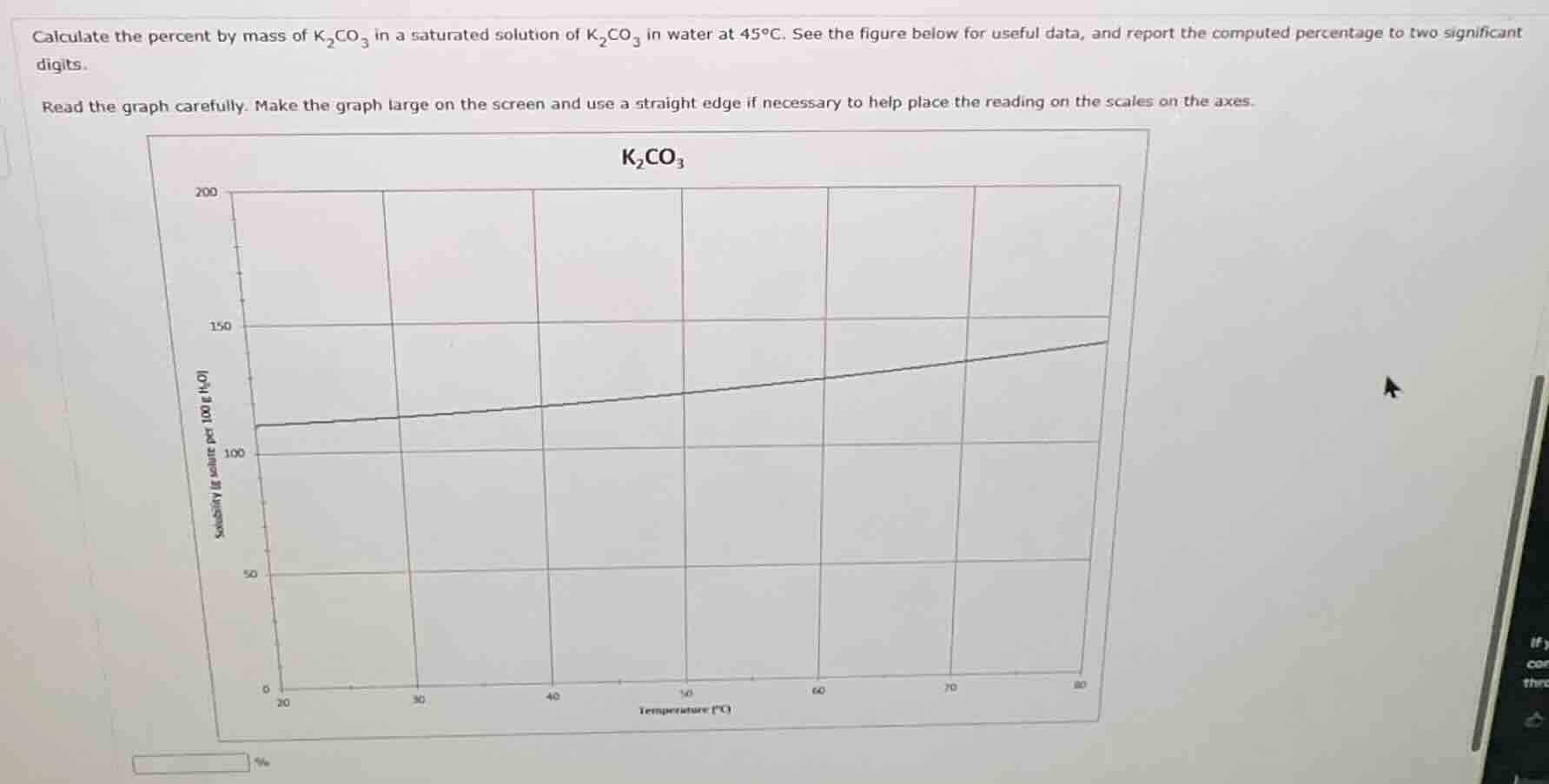 calculate the percent by mass of $\\ce{k_{2}co_{3}}$ in a saturated sol…
