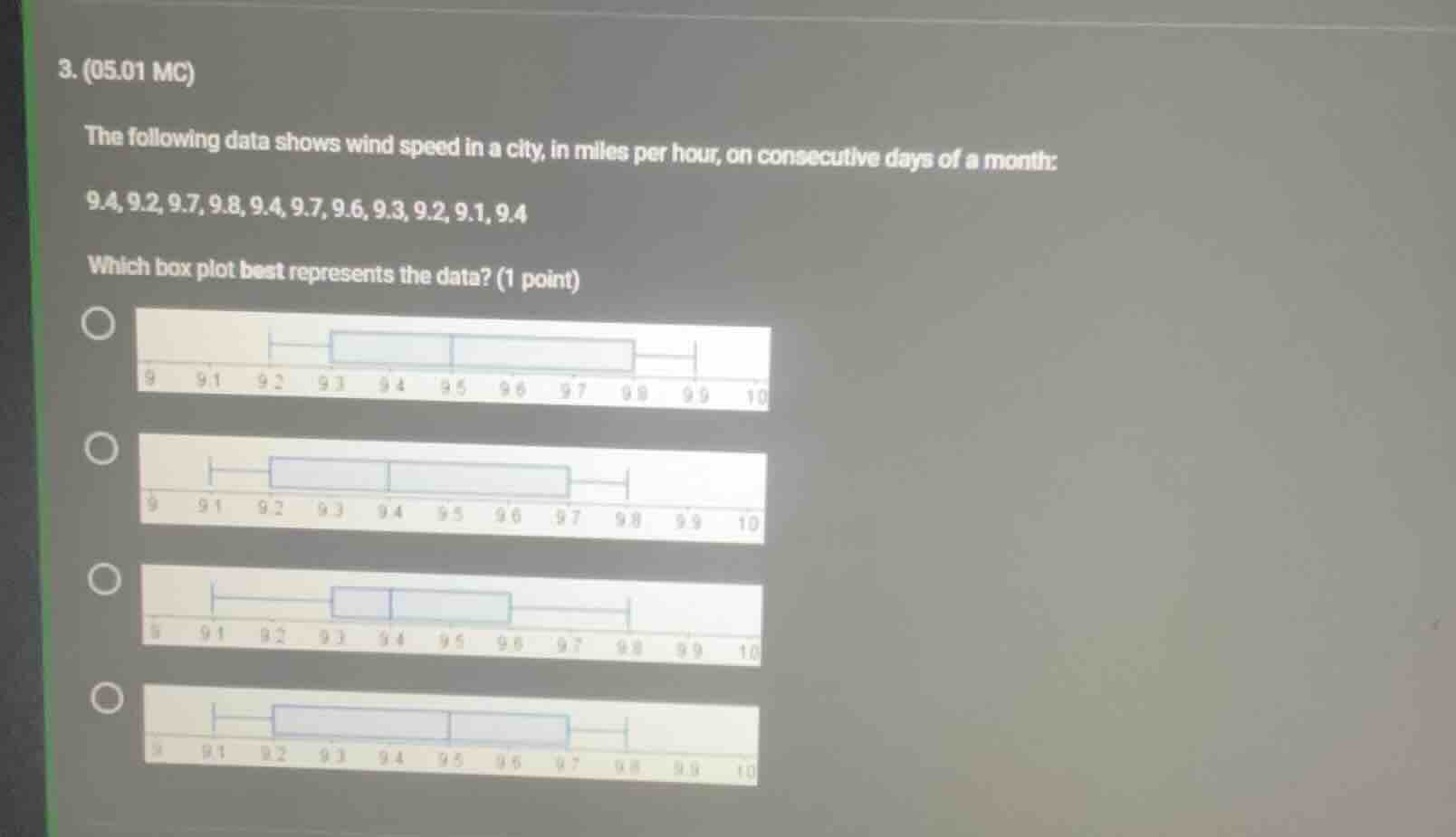 3. (05.01 mc) the following data shows wind speed in a city, in miles p…