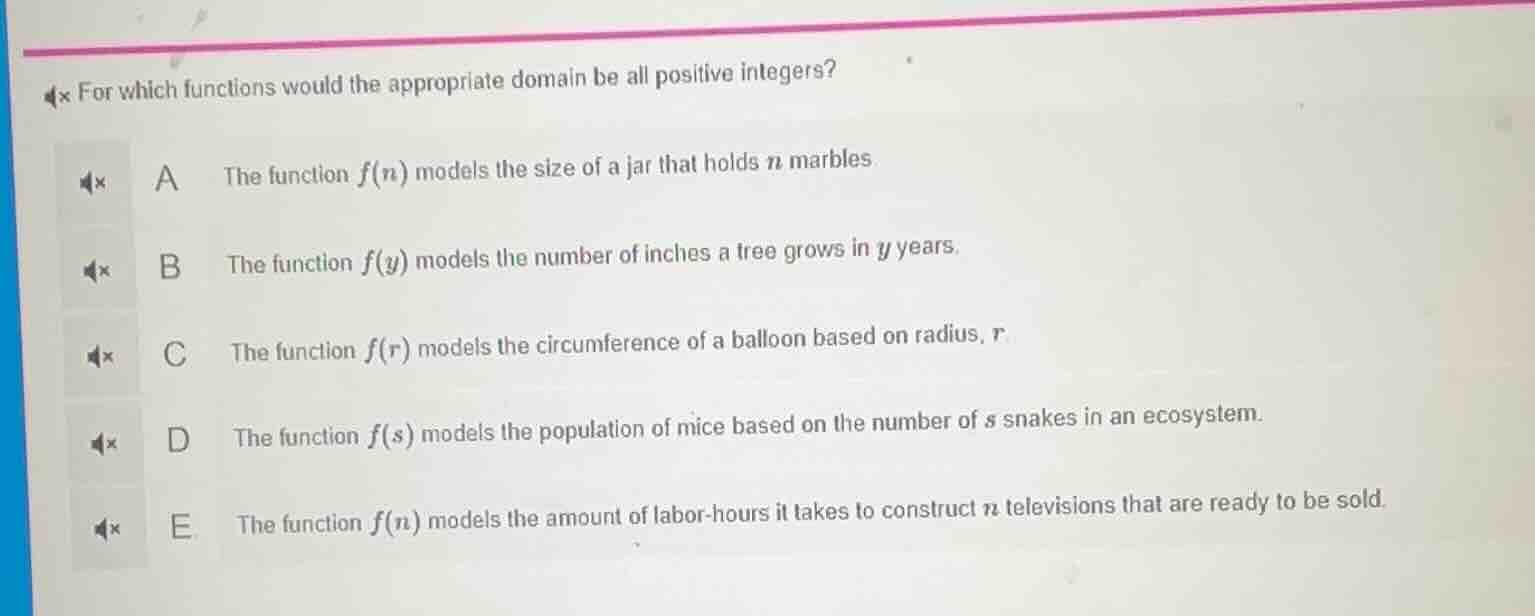 for which functions would the appropriate domain be all positive intege…