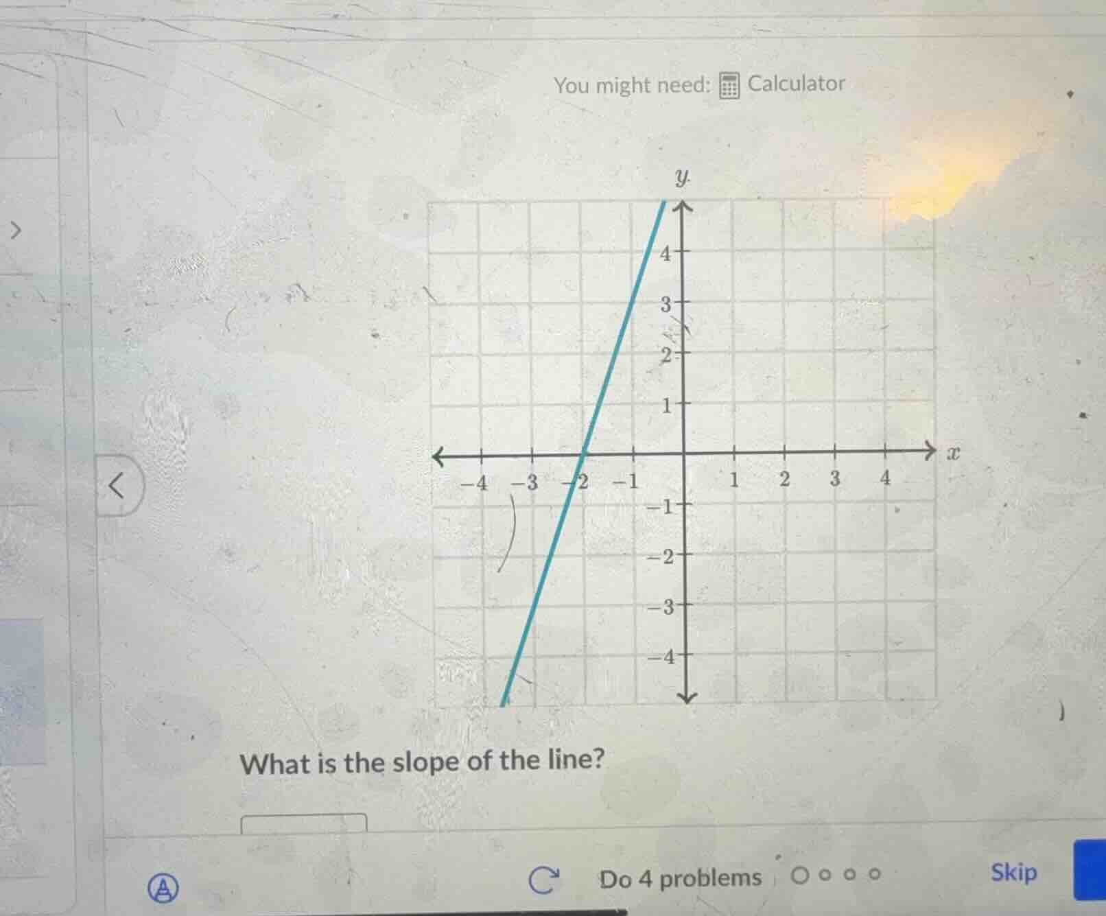 you might need: calculator what is the slope of the line?