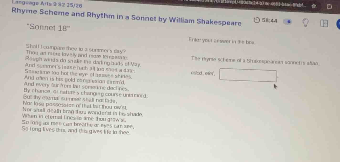 language arts 9 s2 25/26 rhyme scheme and rhythm in a sonnet by william…