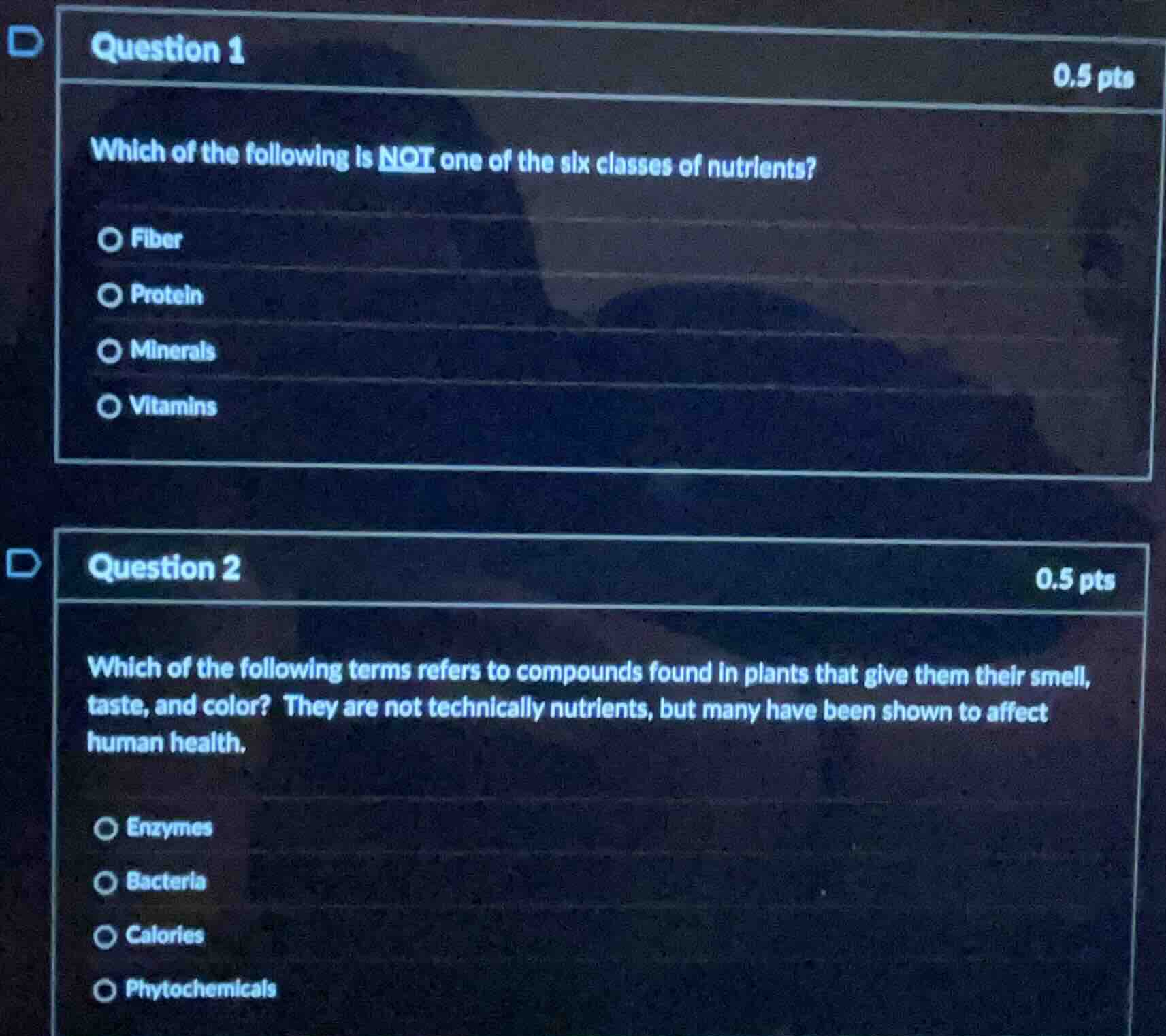 question 1 0.5 pts which of the following is not one of the six classes…