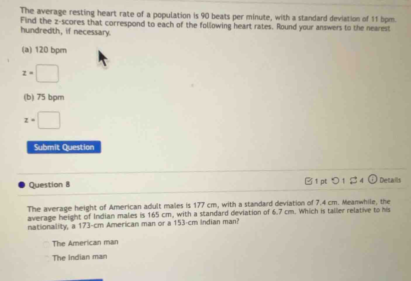 the average resting heart rate of a population is 90 beats per minute, …