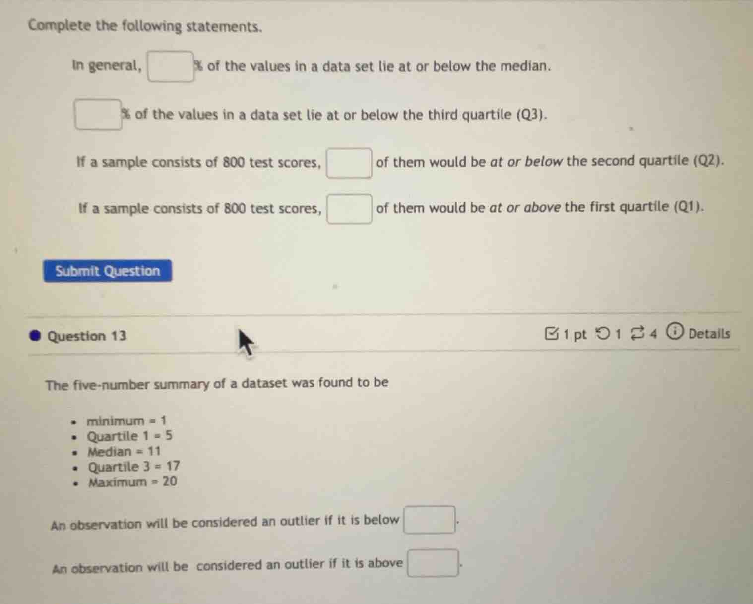 complete the following statements. in general, % of the values in a dat…