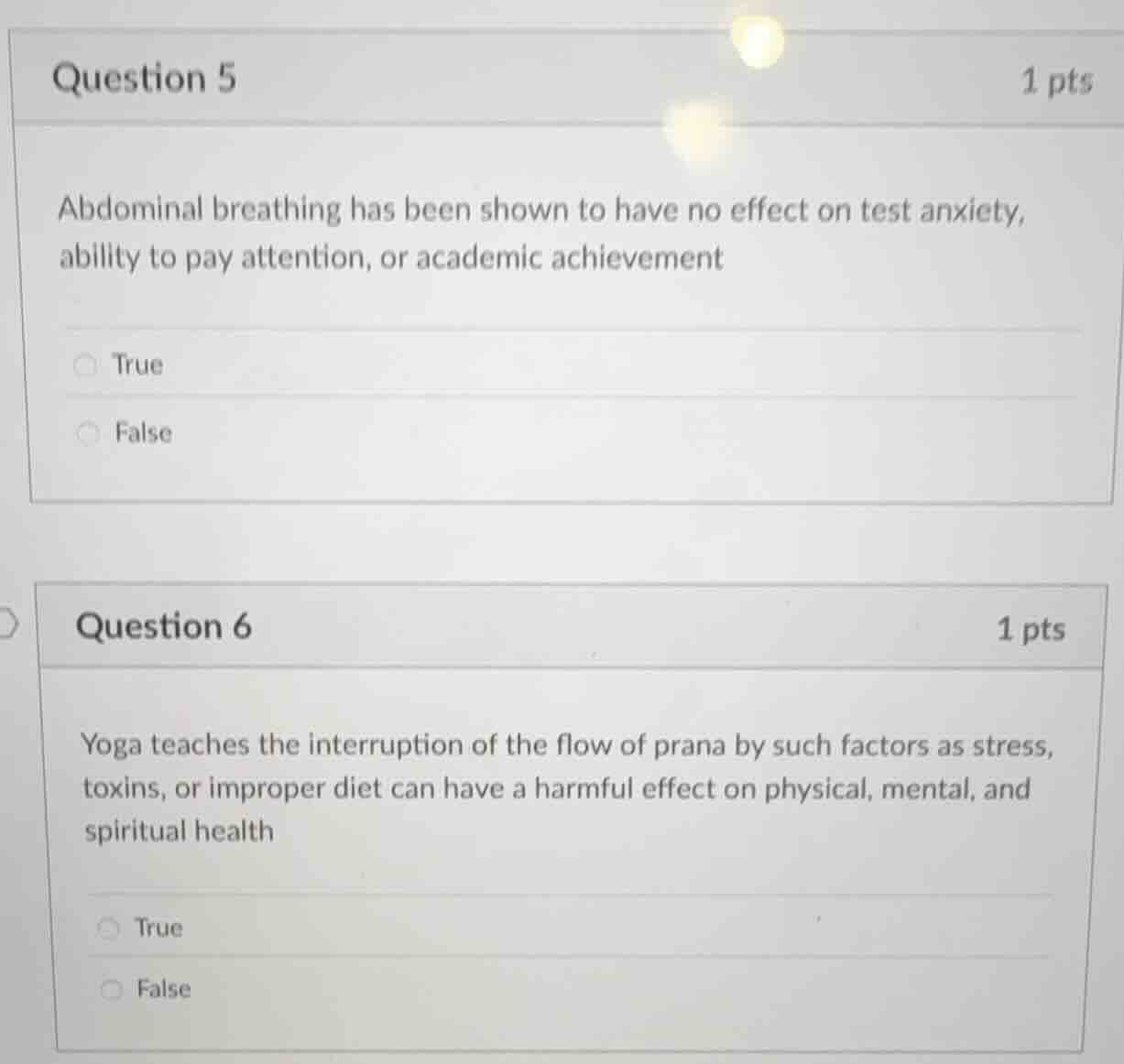 question 5 1 pts abdominal breathing has been shown to have no effect o…