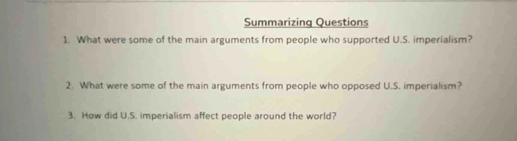 summarizing questions 1. what were some of the main arguments from peop…