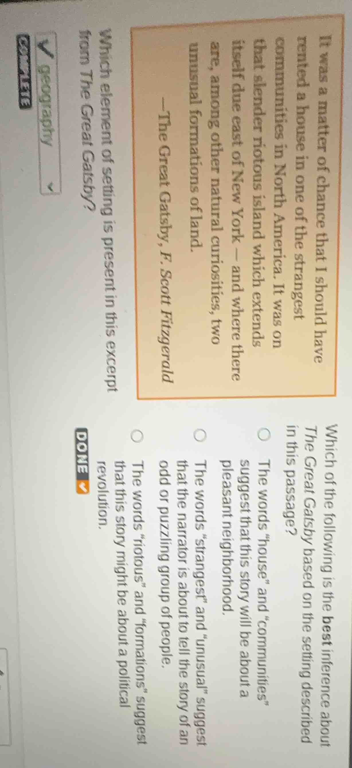 which of the following is the best inference about the great gatsby bas…