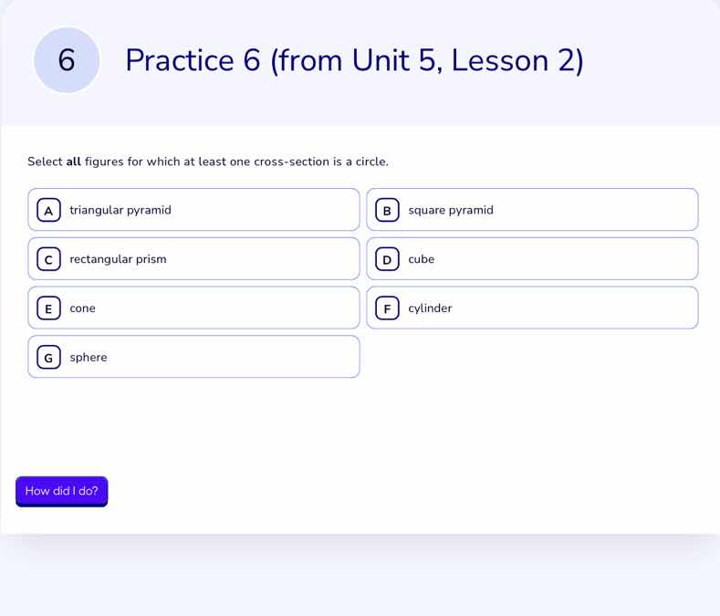 practice 6 (from unit 5, lesson 2) select all figures for which at leas…