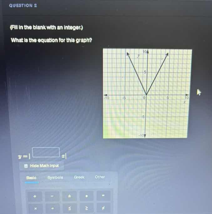 question 2 (fill in the blank with an integer.) what is the equation fo…